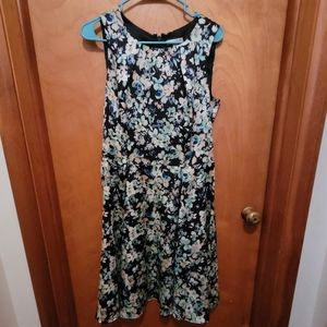 Eva Mendes Blue Satin Floral Dress